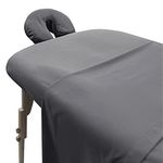 LONDON LINENS Soft Microfiber Massage Table Sheets Set 3 Piece Set - Includes Massage Table Cover, Massage Fitted Sheet, and Massage Face Rest Cover (Grey)