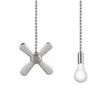 Ceiling Fan Pull Chains,TWDRTDD 2 Pieces Pull Chain Connector,Fan and Light Bulb Beaded Shaped Pendant with 3mm Diameter Copper Beaded Ball (Nickel, 12inch)