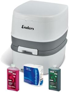 Enders Campingtoilette SUPREME Green Set - komfortable Höhe - hoch - inkl. 0,75L Sanitärflüssigkeit + 0,75L Green Abwasserflüssigkeit + WC Papier (leicht löslich) - Chemietoilette mobile Toilette weiß