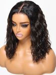 UNICE Black Mixed Brown Highlight Short Curly Wavy Bob Wig Human Hair Bye Bye Knots Glueless Wigs Pre Plucked Pre Cut Bleached Knots 7x5 HD Lace Closure Ready to Go Shoulder Length Bob Wig 12 Inch