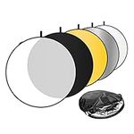 LimoStudio 43" Photography Photo Video Studio Lighting Disc Reflector, 5-in-1, 5 Colors, Black, White, Gold, Silver, Translucent, AGG808