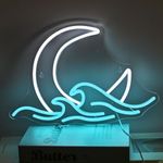 SIGNSHIP Moon Wave Neon Sign Dimmable Moon Neon Lights LED Wave Neon Light for Wall Decor Light up Sign for Bedroom Birthday Party Gift for Kids Girl Boy