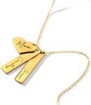 Custom Name Necklace Personalized Engraved Gold Bar Necklace, Kids’ Names, Heart Charm, Mother's Day Gift for Mom, Unique Birthday Jewelry for Women - H8N