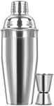 iDopick Large 25oz Cocktail Shaker with Double Measuring Jigger, Stainless Steel Martini Mixer Shaker with Built-in Strainer, Professional Drink Shaker Set, Perfect for Bartender and Home Use