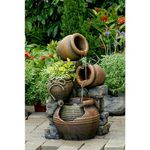 Multi Pots Outdoor Water Fountain With Flower Pot