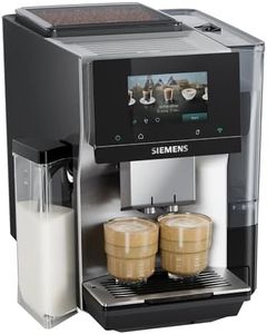 Siemens Kaffeevollautomat EQ700 iAroma, Full-Touch-Display, integrierter Milchbehälter, Tassenwärmer, Cold Brew und Slow Brew, Home Appliances App, Edelstahl schwarz, TQ727D03