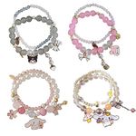 Cinnamoroll Crystal Bead Bracelet My Melody Sanrio Bracelets Cute Cartoon Kawaii Elastic Charms for Girls Women Graduation, 2.36 Inch, Crystal, no gemstone