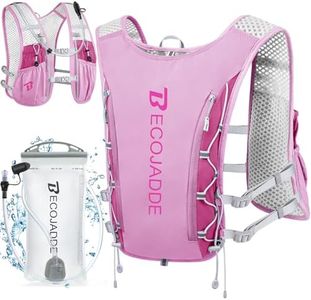 BECOJADDE Running Vest Hydration Backpack with One 1.5L Water Bag for Men Women, 5L Lightweight Running Backpack Hydration for Marathon, Trail, Cycling, Hiking, Jogging Orchid Pink