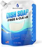 Bastion Dish Soap - Liquid Dishwashing Degreaser & Detergent - Zesty Lime Fragrance - All Natural - Cruelty Free Free & Clear, (1) 32oz Pouch