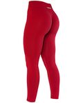 AUROLA Dream Collection Workout Leggings for Women High Waist Seamless Scrunch Athletic Running Gym Fitness Active Pants Chinese Red M