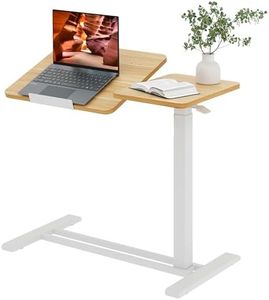 FitStand Adjustable Overbed Bedside Table with Wheels, Pneumatic Tilting Desktop Mobile Standing Desk, Rolling Laptop Desk for Bed, Sofa, or Hospital Use, (31.6" W x 15.7" D, Maple)
