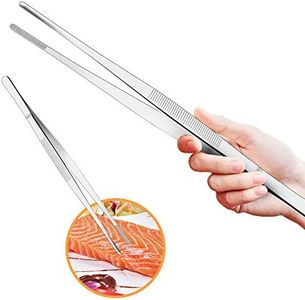 Cyimi Kitchen Tweezers Tongs Stainless Steel 12 Inch Long Tweezers Heavy Duty Large Food Tweezers with Precision Serrated Tips for Cooking (12" Straight)