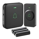 AVANTEK Doorbell Wireless Cordless with 1 Portable Receiver Battery Powered (Batteries Included), 1000ft Waterproof Door Bell, Door Chime kit with 52 Melodies, 5 Volume Levels CD Quality Sound, BA-11