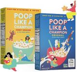 Poop Like A Champion High Fiber Cereal - Original & Honey - Non GMO Gluten Free Cereal - Fiber Supplement - Healthy Cereal for Adults