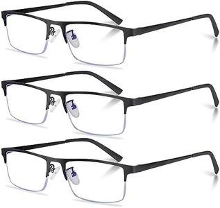 Anourney 3-Pack Reading Glasses for Men, Lightweight Metal Half Frame Blue Light Blocking Computer Readers, Filter UV Ray/Computer Glare with Spring Hinge Eyeglasses(+2.5 Magnification Strength)