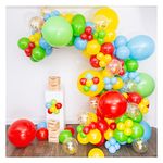 SHIMMER & CONFETTI Premium Rainbow Balloons Arch Garland Kit - Birthdays, Carnival, Circus, Fiesta, Christmas Party Decorations, and Supplies - Primary Colors - Includes Confetti and 3 Balloon Sizes