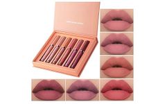 6Pcs Matte Liquid Lipstick Set for Girls & Women, 24 Hours Long Lasting Waterproof Nude & Dark Red Lip Gloss Makeup Gift Kits - B