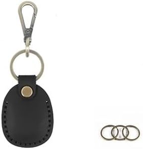 Temvue Access Card Holder Leather Air Tag Holder RFID Key Fob Bag Key Chains NFC Smart Key Tag, Black