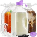 4 Pack 64 Oz Heavy Duty Glass Milk Bottles with Screw Cap and Reusable Airtight LID, 2 Qt Glass Milk Jugs with 2 Exact Scale Lines, Glass Pitcher with Lid for Almond Milk, Nut Milk, Breast, Juices