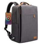 Hp hope Laptop Backpack for Women Travel, Durable Backpacks Carry On, with USB Charging Port, Fits 15.6 Inch Laptop, Waterproof, Resistant Luggage Business Weekender Bag, Grey