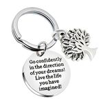 lauhonmin Compass Key Chain Go Confidently in The Direction of Your Dreams Live The Life You Have Imagined (Tree of Life)