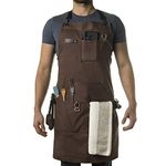 Asaya Chef, BBQ and Work Apron with Bottle Opener and Hand Towel - Durable 10oz Cotton Canvas, Brass Hardware and Cross Back Straps - For Men and Women (Brown)