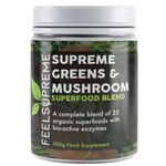 Feel Supreme - Super Greens Powder with Mushroom - 35 Nutrient Dense Superfoods, Natural, no Added Sugar - High in Fibre, Protein, Vitamin C, Spirulina - Greens Supplement, Mushroom Powder - 300g