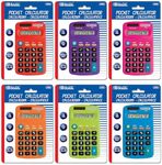 BAZIC Products 8-Digit Dual Power Calculator Pocket Size, Solar Powered & Battery, LCD Display, Mini Small Standard Function Electronics Calculators, 6-Pack