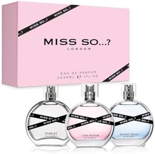 Coffret-cadeau de parfum pour femme Miss SO... Coffret de parfums féminins haut gamme, Starlet, Love Potion, Sugar Rush Eau De Parfum, parfums voyage pour filles (3 x 30ml)