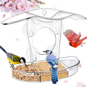 Window Bird Feeder With Strong Suction Cups - Upgraded 2025 Clear Feeder, Easy to Clean Outdoor House for Wild Watching, for Seniors, Bird Lovers & Garden Dec
