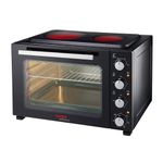 Cooks Professional Mini Oven with Ceramic Hobs | Energy Efficient Electric Countertop Cooker with Hob, Two Hot Plates & Wire Rack Baking Tray | Kitchen Table Top Grill Ovens | 48L Capacity