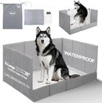 HQ4US 4LEGS Dog Litter Box with High Walls, Foldable Pee Pad Holder Tray Indoor Dog Potty for Puppy & Large Dogs, Seamless, No Assembly, Waterproof, Easy to Clean, No Spill,Portable for Travel