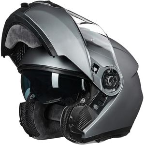 ILM Motorradhelm Klapphelm Integralhelm Doppelvisier ECE22.06 Modell 159,Grau,XL
