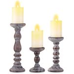 Candle Holder for Pillar Candles: Romadedi Set of 3 Decorative Wood Candlestick Holders, Rustic Wooden Candle Stand for Fireplace Mantle End Table Shelf in Farmhouse Style, Brown 15/21/30cm