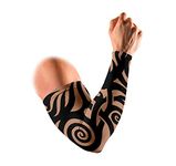 VVWV Pack of 2 Pegatina Tattoo Arm Sleeves For Men Women Boys Girls Sports UV Protection Cloth Printed Cycling, Tennis, Cricket, Football, Golf, Outdoor, Gym, Riding Gloves (Skin)