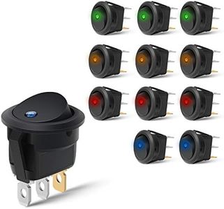 Nilight 90013L 12PCS Round Toggle LED Switch 12V Car Truck Rocker On-Off Control Blue Green Yellow Red