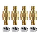 3/8"-16 Brass Stud Side Post Battery Terminal Bolt, Ampper Standard Battery Side Post Extender Stud Compatible with GM Post, Pack of 4