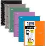 Five Star Spiral Notebook + Study App, 6 Pack, 1 Subject, Graph Ruled Paper, 8-1/2" x 11", 100 Sheets, Fights Ink Bleed, Water Resistant Cover, Purple, Orange, Green, Blue, Gray, Black (73549)