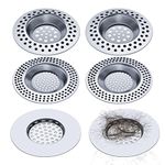 Realure (Set of 6 Pcs) 3 Sizes Kitchen Sink Strainer Hair Catcher for Shower Drain Cover Sink Plug Strainer for Drainer Protector Blocker Filter Bath Plug Hole Cover Sink Sieve Strainer Metal (6 PCS)