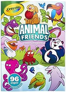 Crayola 96pg Animal Friends Colouring Book, Hours of Colouring Fun for Kids, Perfect for Rainy Day Activities, Stickers Included