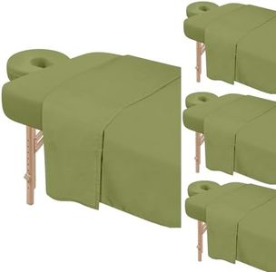 4 Sets Premium Microfiber Massage Table Sheets Set 3 Piece Set Includes Massage Table Cover Fitted Sheet and Fitted Face Rest Cover, Green