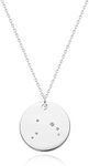 MEVECCO Sliver Necklace Coin Disc Zodiac 12 Constellation Aries Star Engraved Horoscope Sign Astrology Pendant Sliver Plated Chain Dainty Personalized Simple Jewelry