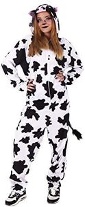 Rubies Costume da Mucca per adulti, Tuta con macchie nere con cappuccio e coda, Taglia unica, Unisex, Ufficiale Rubies per Carnevale, Halloween, Feste, Cosplay, Addio al celibato
