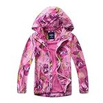 WYTbaby Kids Waterproof Rain Jacket, Girls Fall Jacket Lightweight Hooded Lined Raincoat-Keep Kids Clean and Dry Rose Red Fox 10-11 Years