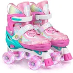 Roller Skates for Kids Girls Boys 4 Size Adjustable Kids Roller Skates with Wheels Light up for Children, Teens, Beginner & Advance, Indoor Outdoor (Small, A-Pink)