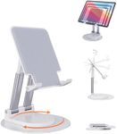 BHHB Tablet Stand, Tablet Holder Adjustable, Tablet Stand with 360 Degree Rotating Base for iPad/iPad Pro/Air/Mini, iPhone, Huawei, Galaxy, Kindle/Smartphones and More 4.7-15.6 Inch Devices (White)