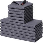 Homaxy 100% Cotton Kitchen Towels and Dishcloths Set, 12 x 12 Inches and 13 x 28 Inches, Set of 12 Bulk Kitchen Towels Set, Ultra Soft Absorbent Dish Towels for Washing Dishes, Dark Grey