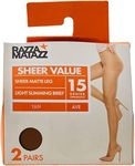 Razzamatazz Women's Pantyhose 15 Denier Comfort Brief Sheers (2 Pack), Average