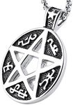 HZMAN Supernatural Devils Trap Symbol Sigil Stainless Steel Pendant Necklace Pentagram Anti Possession, stainless-steel