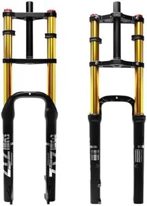 ZTZ 20/26 inch 4.0 Fat Tire Bike Air Suspension Fork - 180mm Travel, 135mm Hub Spacing, QR 9mm, Double Crown Shock Absorber Fork for MTB Fat Snow Beach E-Bike (Gold Fat Tire Fork, 26 inch)
